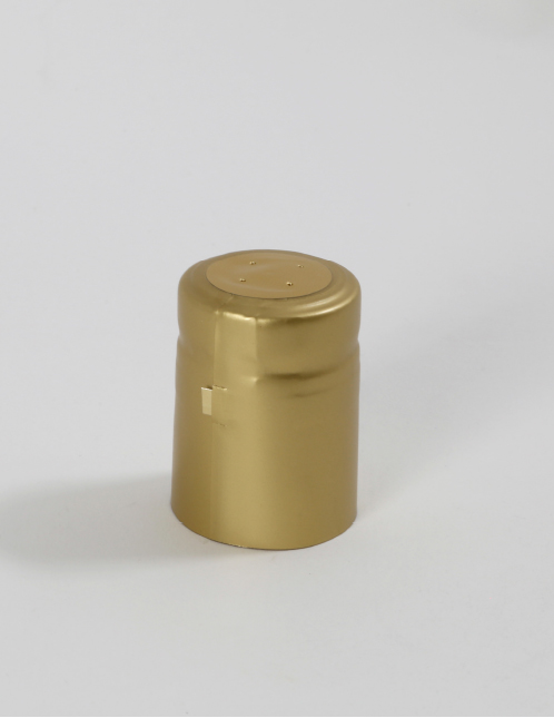 Schrumpfkapseln 32x45 mm gold mit Abriss u. Kopfdeckel